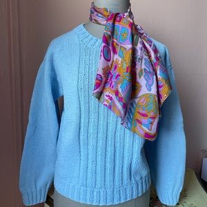 Pastel blue handmade knitted sweater